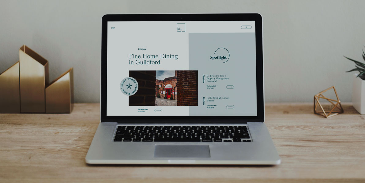 The Home Club - Website Laptop Mockup